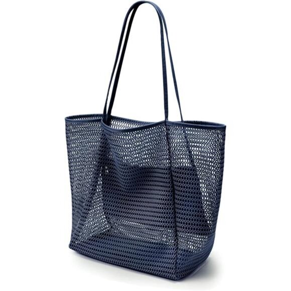 Beach Mesh Tote Bag Dark Blue